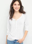 Gap Women Burnout Long Sleeve Henley - White