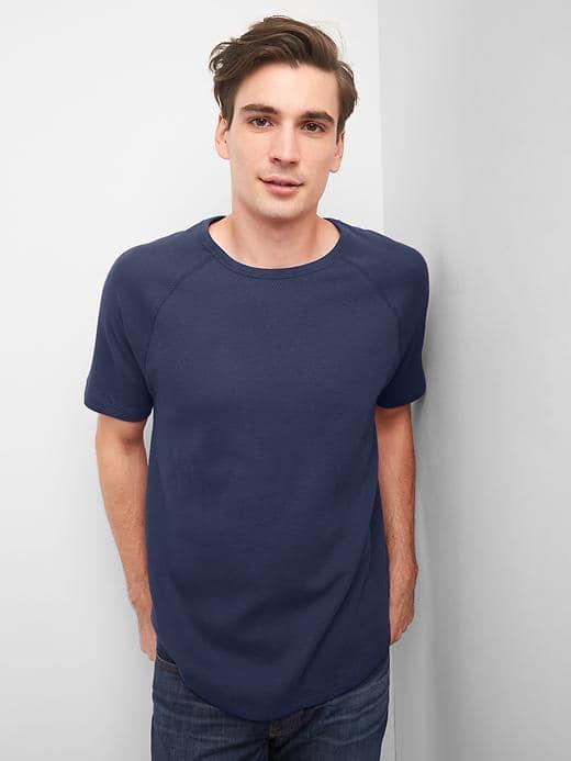 Gap Men Waffle Raglan Crewneck Tee - Tapestry Navy