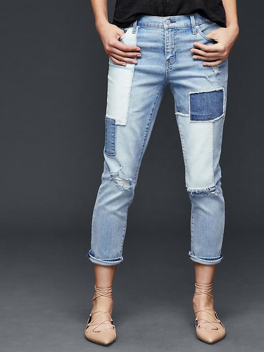 Gap Women Authentic 1969 Patchwork Best Girlfriend Jeans - Light Indigo