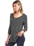 Gap Women Scoop Neck Stripe Long Sleeve Tee - Black Stripe