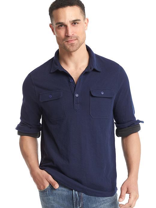 Gap Men Ribbed Pullover Work Shirt - Dark Night
