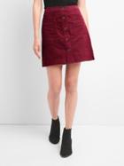 Gap Women Cord Button Front Skirt - Red Delicious
