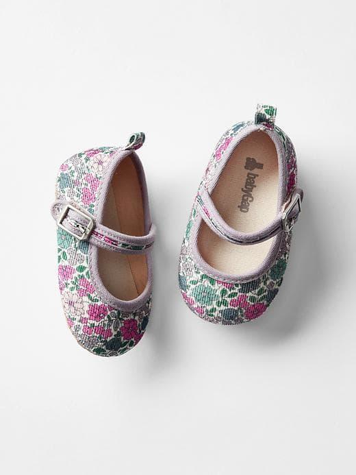 Gap Floral Cord Mary Jane Flats - Floral Print
