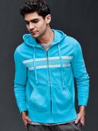 Gap Men Sun Wash Active Stripe Zip Hoodie - Cyan Blue