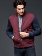 Gap Men Colorblock Sherpa Knit Bomber - Red Mahogany