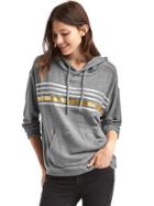 Gap Women Foil Stripe Pullover Hoodie - Heather Grey