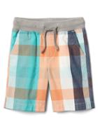 Gap Bold Plaid Pull On Shorts - Orange Alert