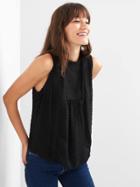 Gap Women Swiss Dot Lace Tank - True Black