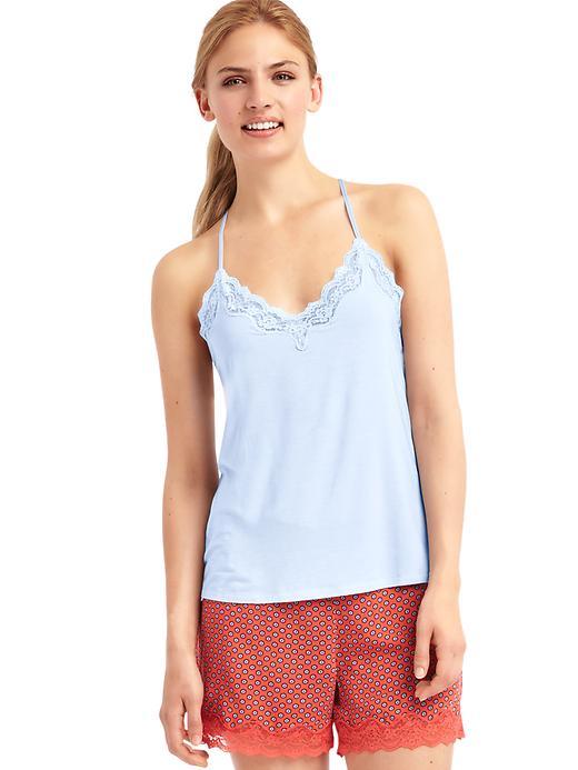 Gap Women Lace Trim Cami - Bicoastal Blue