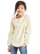 Gap Embroidered Split Neck Top - Ivory Frost