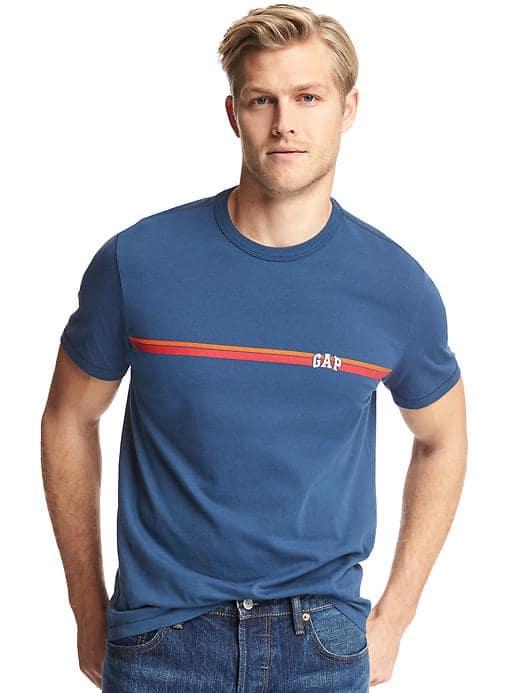 Gap Men Logo Chest Stripe Crewneck Tee - Night