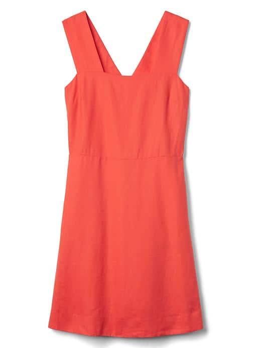Gap Women Linen Print Sleeveless Dress - New Coral