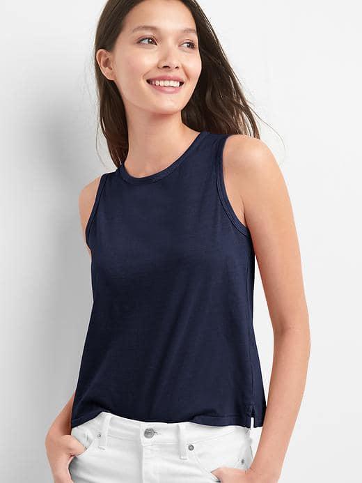 Gap Women Vintage Crewneck Tank - True Indigo