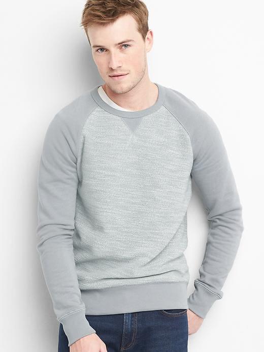Gap Men Spacedye Slub Raglan Sweatshirt - Storm Cloud