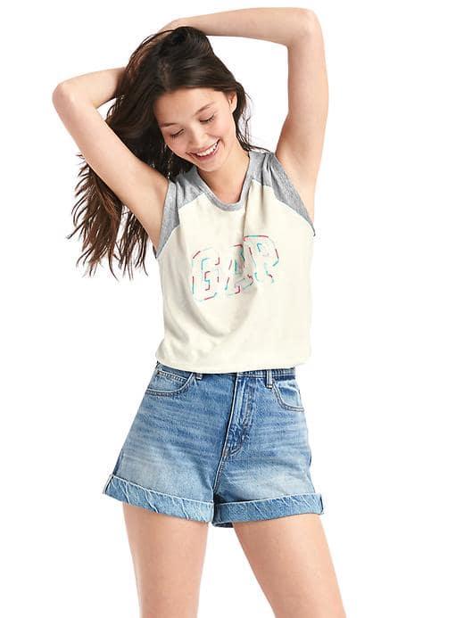 Gap Women Embroidered Logo Muscle Tank - Snow Cap