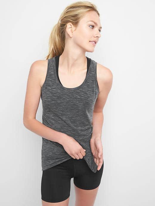 Gap Women Breathe Drape Back Tank - Charcoal Heather