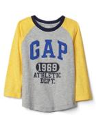 Gap Athletic Logo Slub Baseball Tee - Canary Yellow