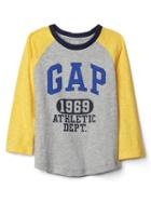 Gap Athletic Logo Slub Baseball Tee - Canary Yellow