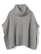 Gap Women Cable Knit Sweater Poncho - New Heather Grey