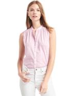 Gap Women Windowpane Embroidery Sleeveless Shirt - Soft Plum