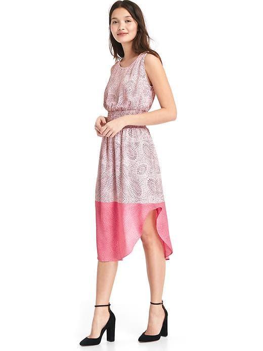 Gap Women Print Midi Tank Dress - Pink & White