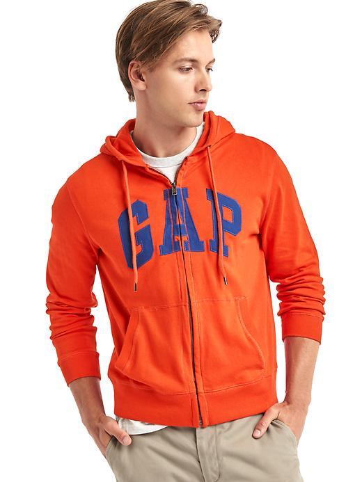 Gap Men Canvas Logo Zip Hoodie - Grenadine Orange