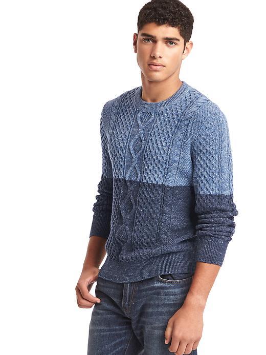 Gap Men Colorblock Cable Knit Sweater - Navy/blue