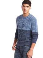Gap Men Colorblock Cable Knit Sweater - Navy/blue