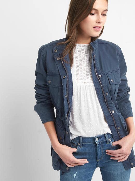 Gap Women Garment Dye Utility Jacket - Vintage Navy