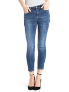 Gap Women Mid Rise Velvet Patch True Skinny Jeans - Medium Indigo
