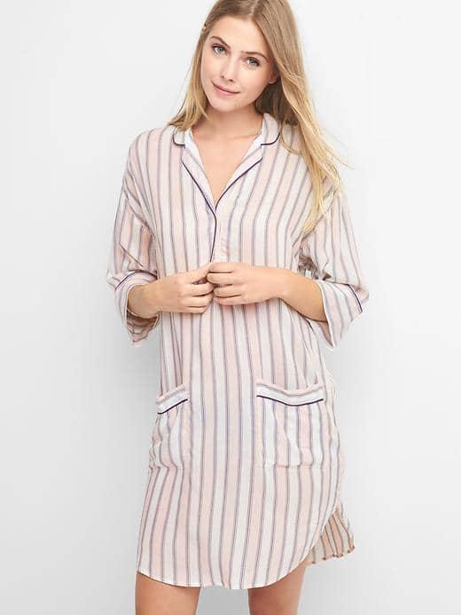 Gap Women Dreamwell Sleep Gown - Pink Stripe