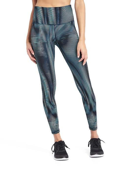 Gap Women Gfast Print High Rise Leggings - Moire Shine Green