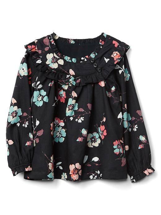 Gap Floral Long Sleeve Ruffle Top - Florida Floral White