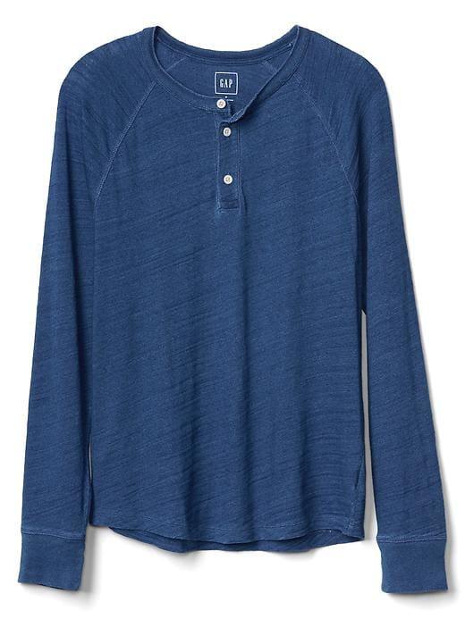 Gap Men Indigo Slub Jersey Henley - Medium Indigo