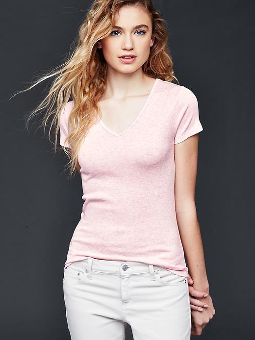 Gap Modern V Neck Tee - Heather Pink