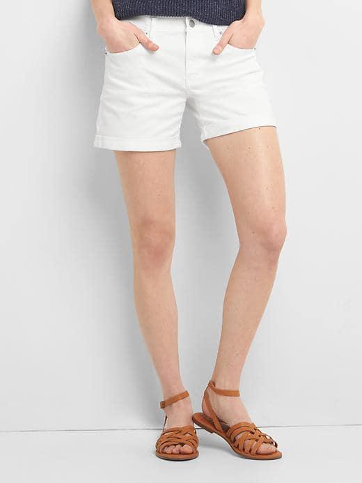 Gap Women Mid Rise Denim Roll Shorts - White Denim