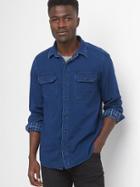 Gap Men Denim Standard Fit Worker Shirt - Dark Wash