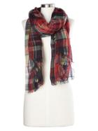 Gap Women Oversize Plaid Scarf - Red Light