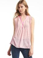 Gap Women Linen Split Neck Tank - New Powder