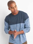 Gap Men Marled Colorblock Tee - Light Blue Heather