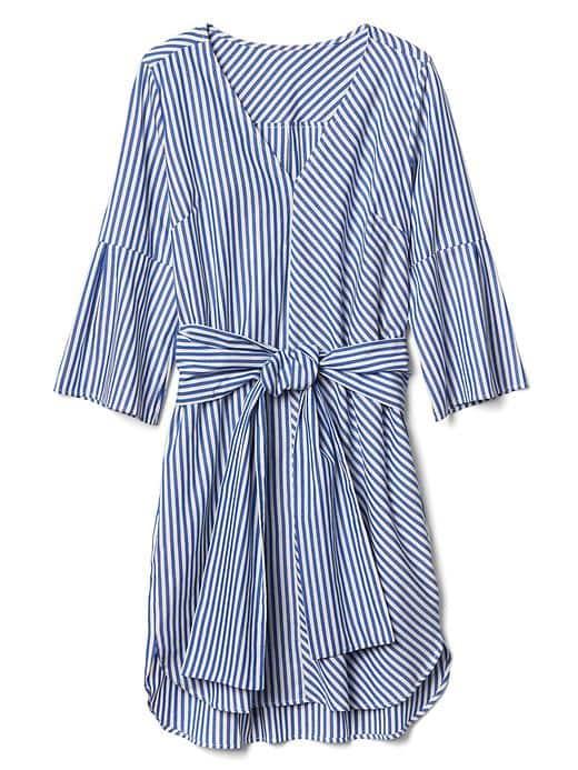 Gap Women Stripe Front Tie Dress - Blue & White Stripe