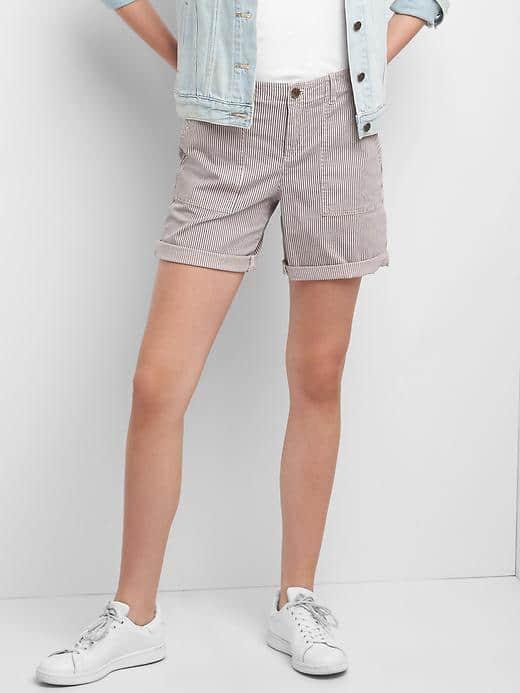 Gap Women Stripe Girlfriend Shorts - Pink Stripe