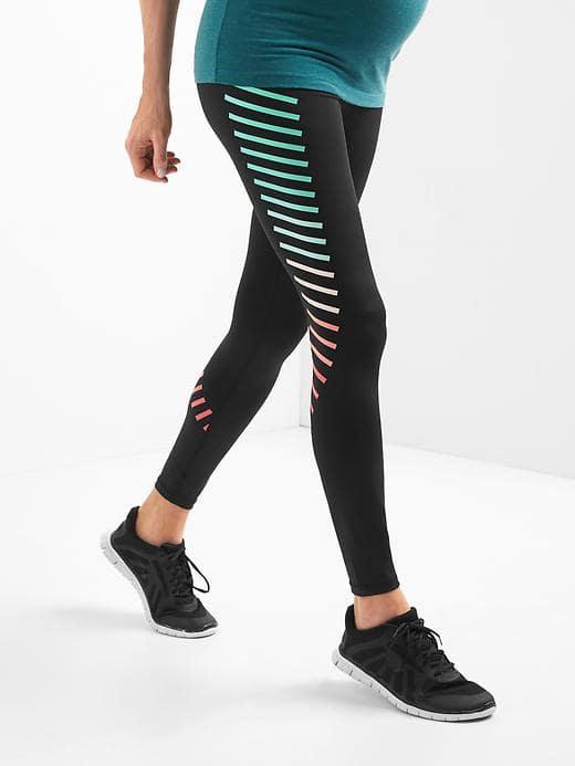 Gap Women Gapfit Blackout Technology Gfast Full Panel Graphic Stripe Leggings - True Black