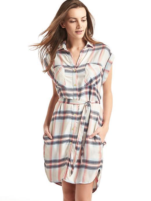 Gap Women Plaid Shirtdress - White Plaid