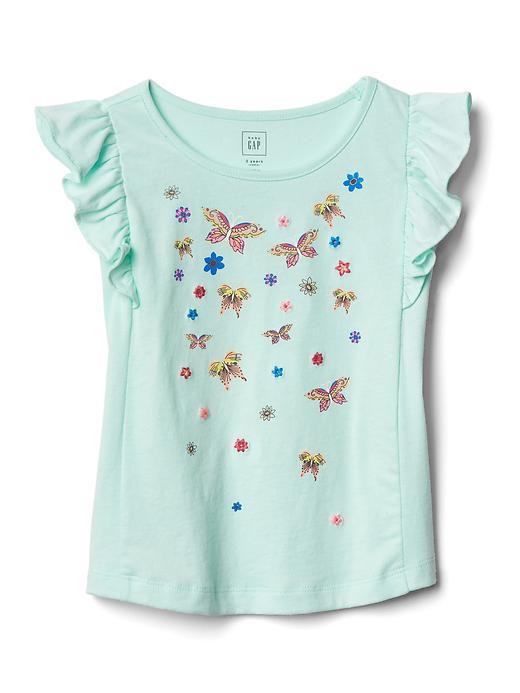 Gap Embroidery Graphic Flutter Tee - Butterfly