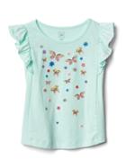 Gap Embroidery Graphic Flutter Tee - Butterfly