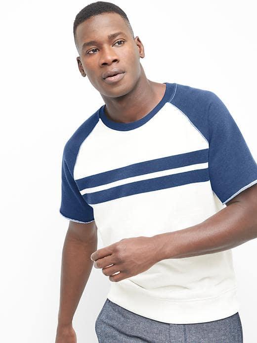 Gap Men Chest Stripe Short Sleeve Crewneck - New Off White