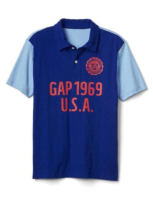Gap Women Graphic Colorblock Polo - Brillant Blue