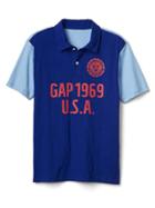 Gap Women Graphic Colorblock Polo - Brillant Blue