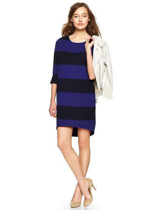 Gap Rugby Stripe Ponte Dress - Blue & Black Stripe